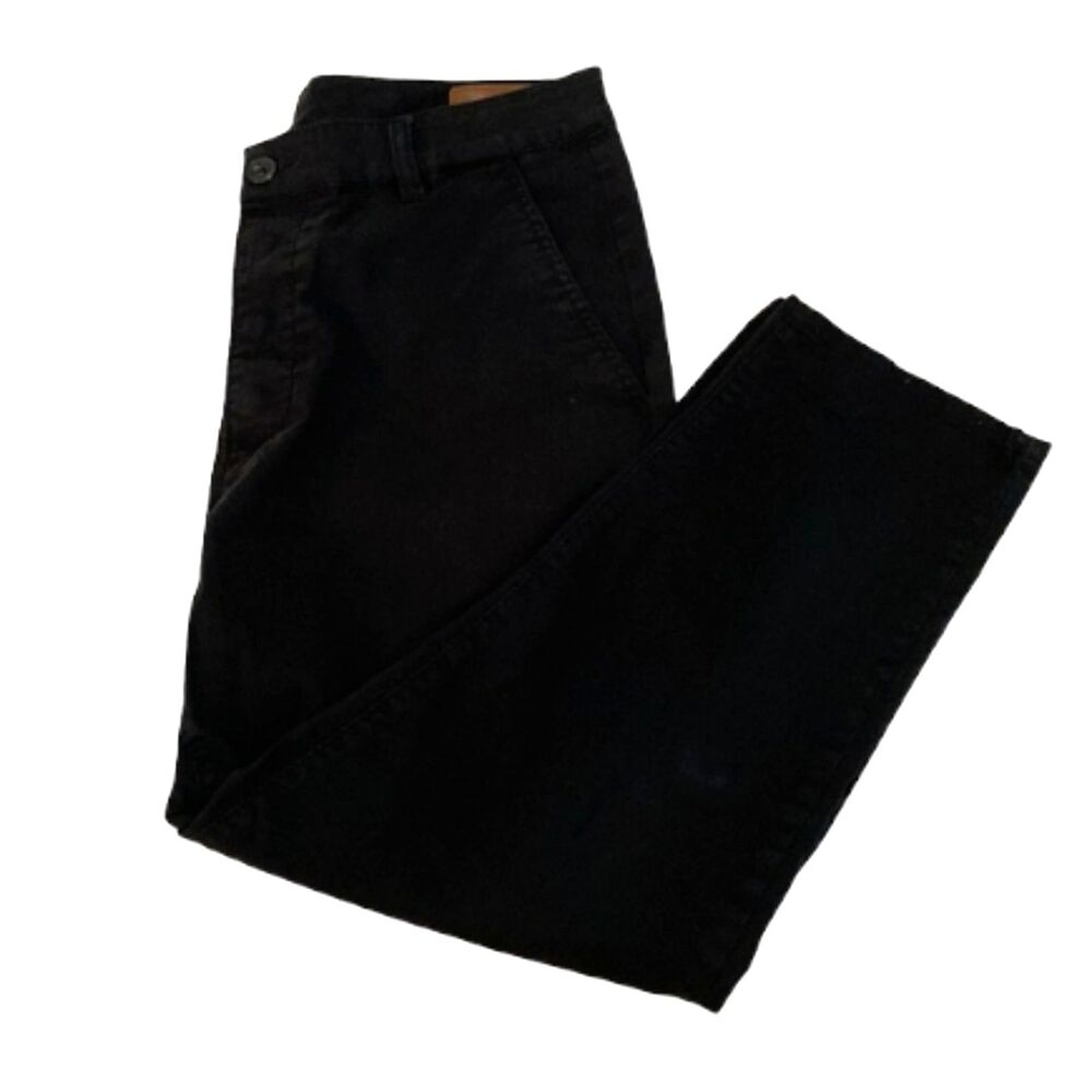 ASOS Capri Cropped Button Fly Pants Womens 31 Trouser Khakis Cotton Casual Black